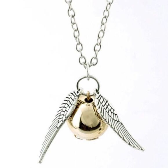 Harry Potter Golden Snitch Silver Wings Necklace NWT - Picture 1 of 8